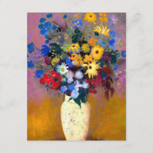 Carte D'accompagnement Vase blanc avec fleurs Odilon Redon