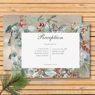 Carte D'accompagnement Végétation de Noël d'hiver Mariage de réception d'