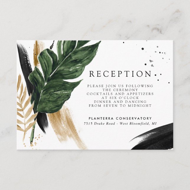 Carte D'accompagnement Végétation estivale glamour | Réception de mariage (Devant)