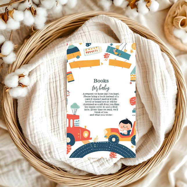 Carte D'accompagnement Véhicules amusants Voitures Boy Baby shower Livres (Créateur téléchargé)