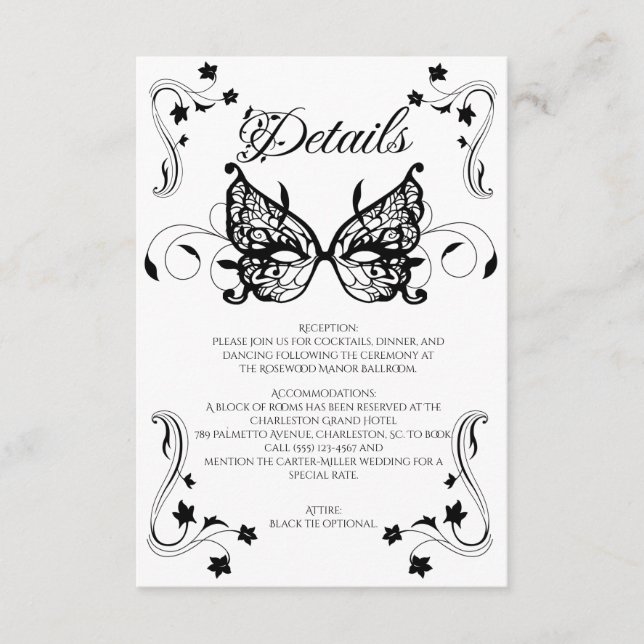 Carte D'accompagnement Venetia Carnivale Masque Victorian Ornate Flourdis (Devant)