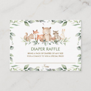 Carte D'accompagnement Verdure Bois Baby shower animal Déchets Raffle