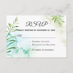 Carte D'accompagnement *~* Verdure botanique Mariage élégant RSVP