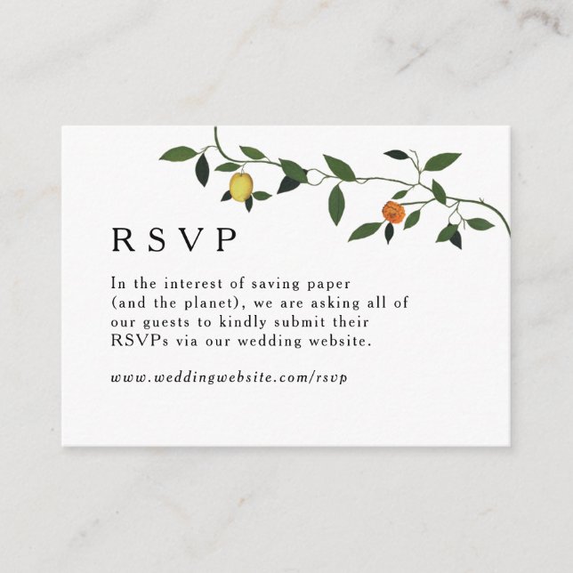 Carte D'accompagnement Verdure, citrons et Marigolds Online RSVP (Devant)