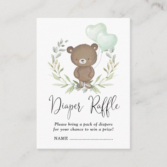 Carte D'accompagnement Verdure douce Baby shower Ours Teddy Repas de couc (Devant)
