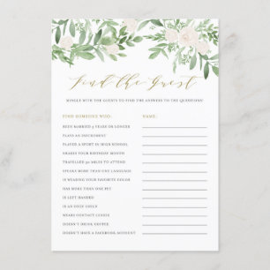 Carte D'accompagnement Verdure et fleurs blanches Trouvez le jeu
