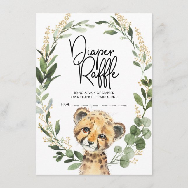 Carte D'accompagnement Verdure neutre Leopard Safari Baby Diaper Raffle (Devant)