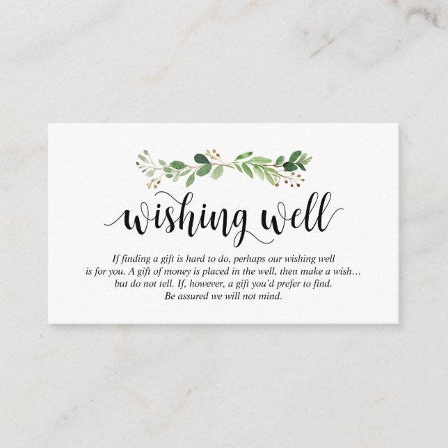 Carte D'accompagnement Verdure, Noir moderne, Mariage Wishing Well (Devant)