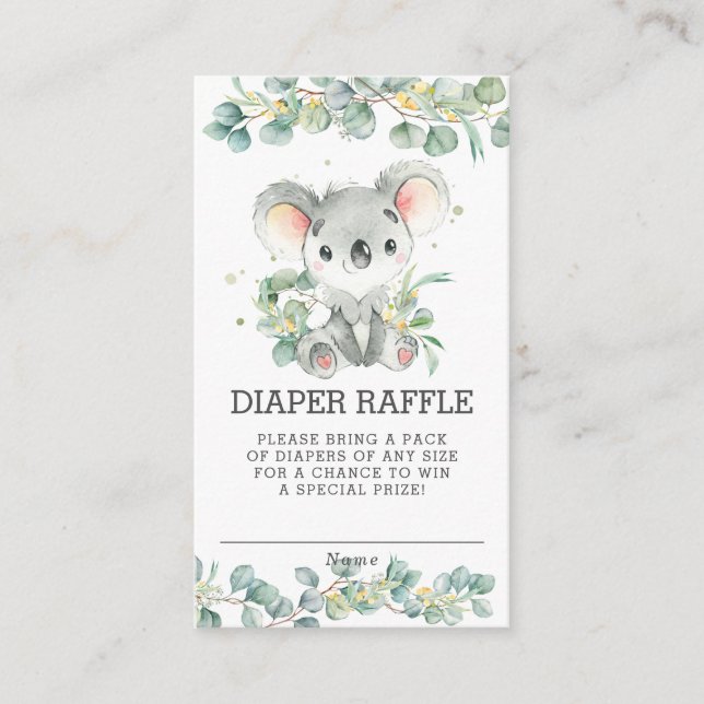 Carte D'accompagnement Verdure rustique Koala Baby shower Déchets Raffle (Devant)