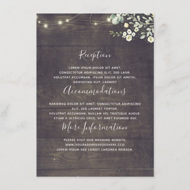 Carte D'accompagnement Verdure Rustique Mariage campagnard Information In (Devant)