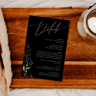 Carte D'accompagnement Verdure Whimsical Détails Black and Gold