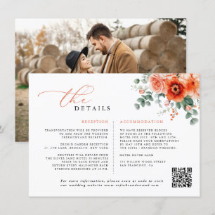 Carte D'accompagnement Verona Sunset Bright Orange Moderne Mariage Floral