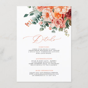 Carte D'accompagnement Verona Sunset Bright Orange Moderne Mariage Floral