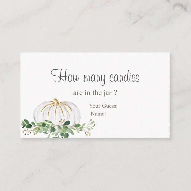 Carte D'accompagnement Vert Citrouille blanc Floral Combien de bonbons (Devant)