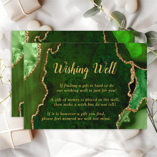 Carte D'accompagnement Vert et or Agate Mariage Wishing well
