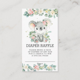 Carte D'accompagnement Vert floral Koala Baby shower Déchets de couches