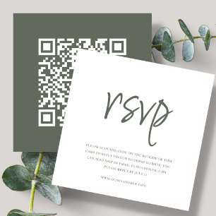Carte D'accompagnement Vert forêt Code QR Réponse au mariage