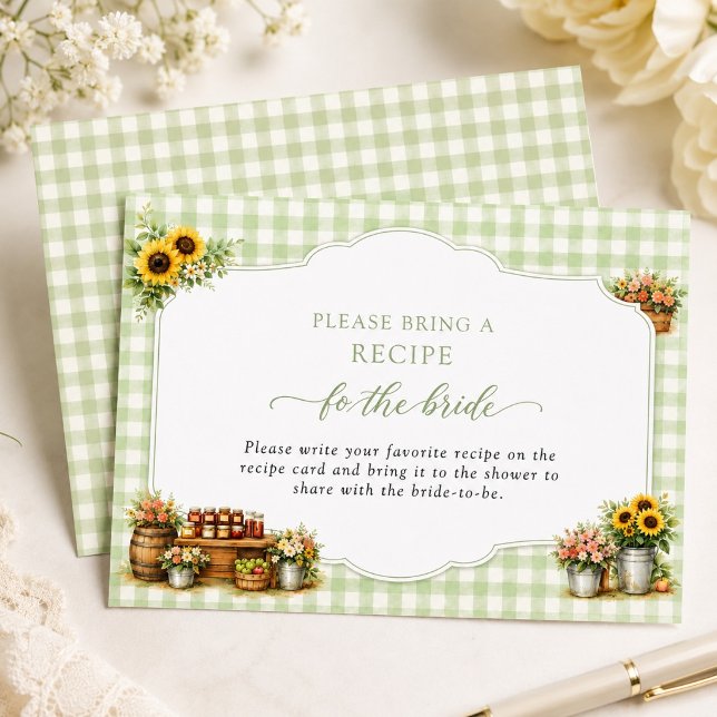 Carte D'accompagnement Vert Gingham Rustique Elle est fraîche sur le marc (Rustic Green Gingham She's Fresh Off The Market Enclosure Card)