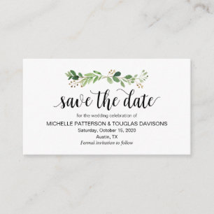 Carte D'accompagnement Vert moderne, Noir, Mariage Enregistrer la date