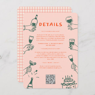 Carte D'accompagnement Vert rouge main dessinée Funky Super Mariage détai