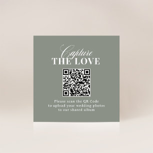 Carte D'accompagnement Vert sage   Le Mariage de code QR capte l'amour
