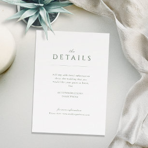 Carte D'accompagnement Vert sauge Moderne Élégant Luxe Détails de Mariage