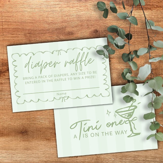Carte D'accompagnement Vert Un Tini Un Baby shower Déchet Raffle (Créateur téléchargé)