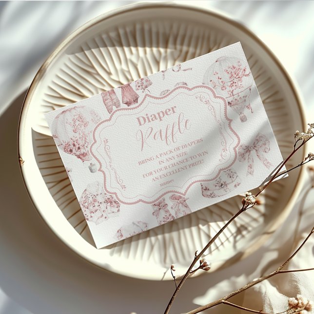 Carte D'accompagnement Vêtements Roses Toile De Jouy Diapper Raffle (Créateur téléchargé)