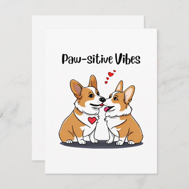 Carte D'accompagnement Vibes Corgis en amour (Devant / Derrière)