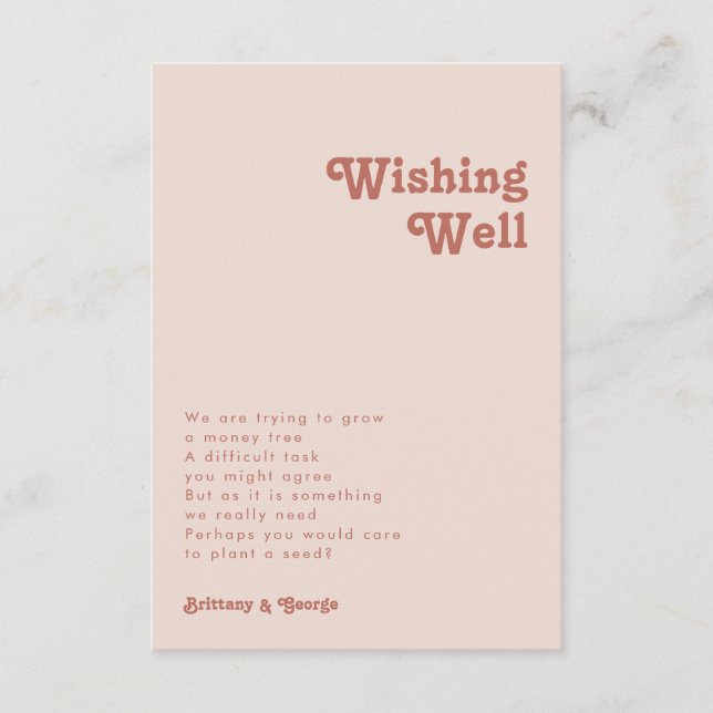 Carte D'accompagnement Vibes Retro Simple Blush Mariage Rose Wishing well (Devant)