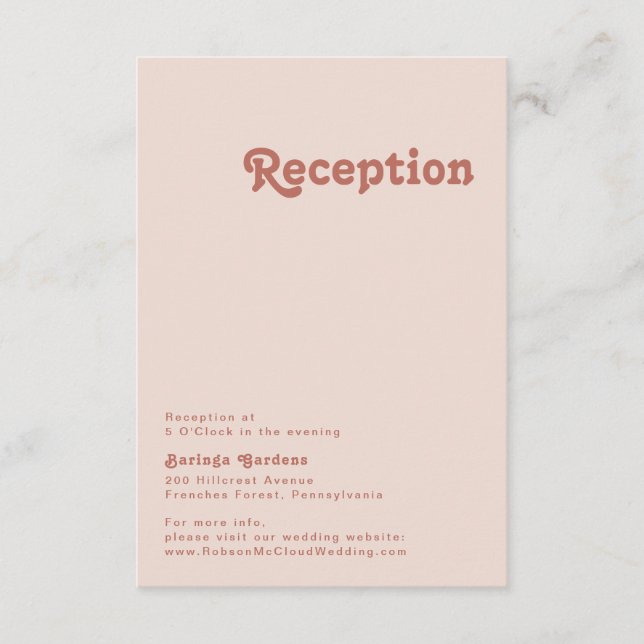 Carte D'accompagnement Vibes rétro simples | Réception de mariage rose vi (Devant)