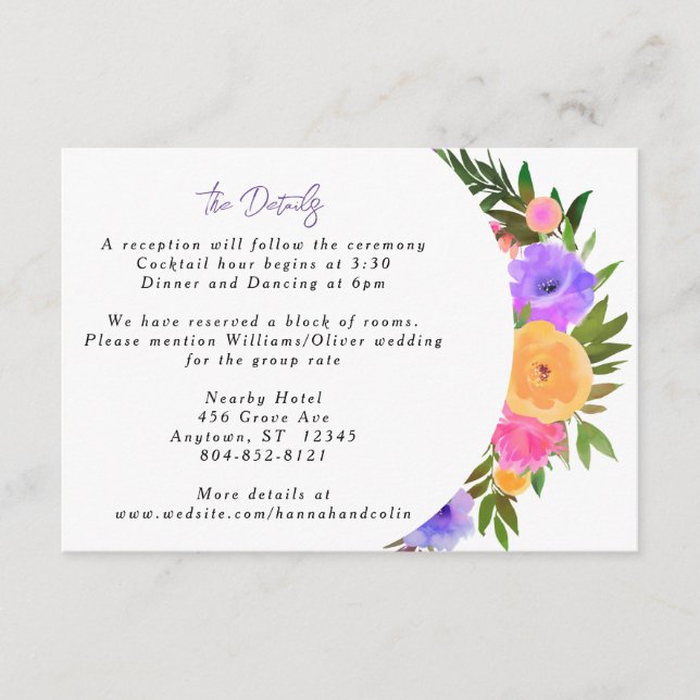 Carte D'accompagnement Vibrant Décontracté Magenta Violet Jaune (Devant)