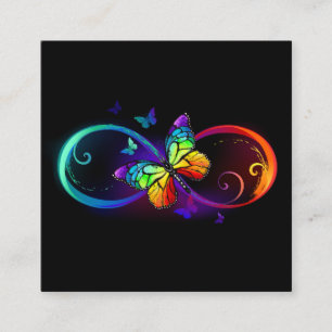 Carte D'accompagnement Vibrant infinity with rainbow butterfly on black
