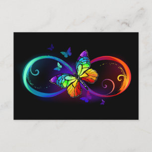 Carte D'accompagnement Vibrant infinity with rainbow butterfly on black