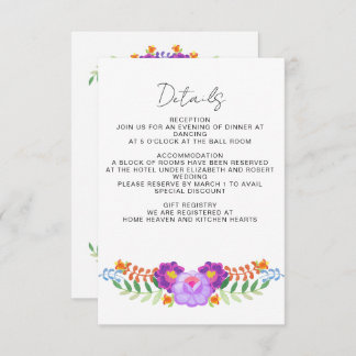 Carte D'accompagnement Vibrant Mexican Floral Fiesta Wedding