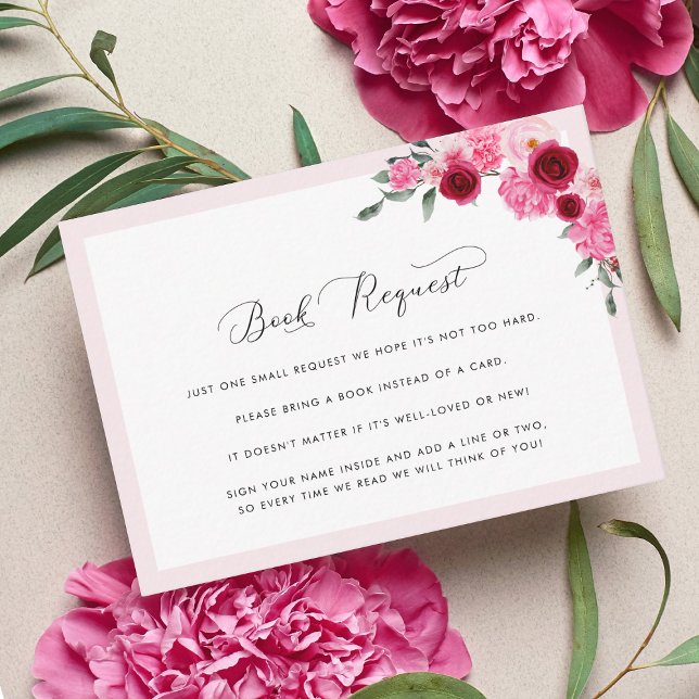 Carte D'accompagnement Vibrant rose floral Baby shower de demande de rése (Créateur téléchargé)