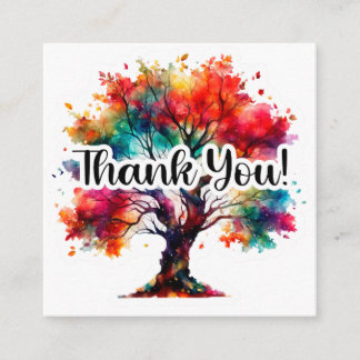 Carte D'accompagnement Vibrant Watercolor Tree Thank You Business