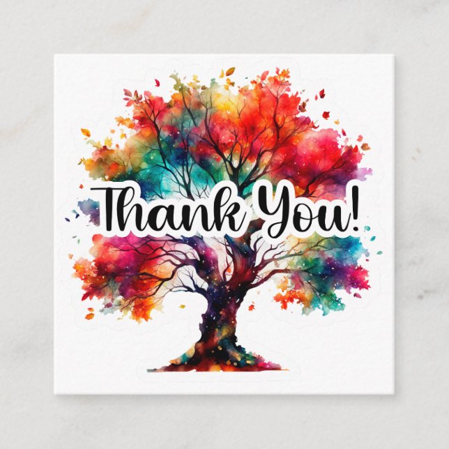 Carte D'accompagnement Vibrant Watercolor Tree Thank You Business (Devant)