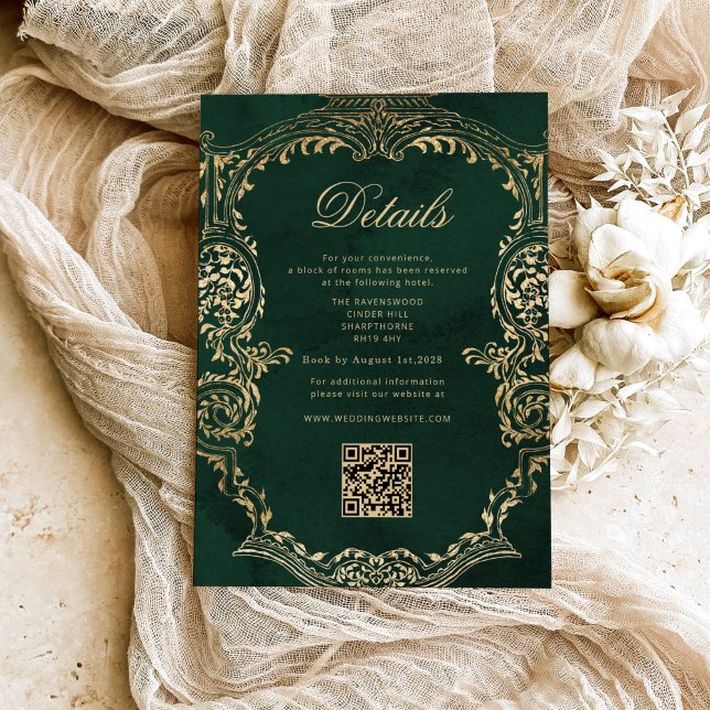 Carte D'accompagnement Victoria Emerald Gold Royal Mariage QR Détails (Créateur téléchargé)