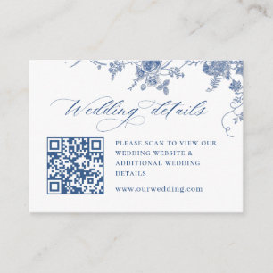 Carte D'accompagnement Victorian Dusty Blue French Garden Code QR Détails