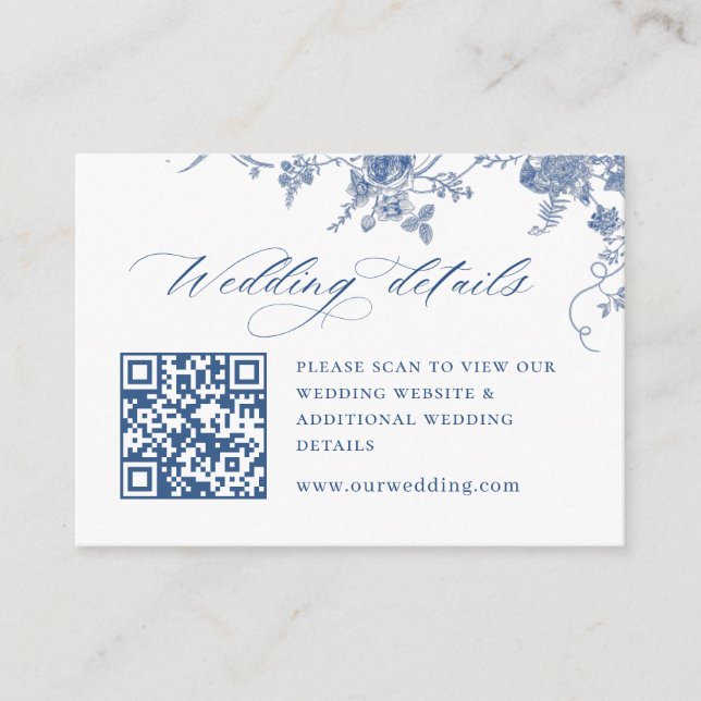 Carte D'accompagnement Victorian Dusty Blue French Garden Code QR Détails (Devant)