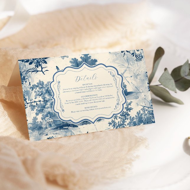 Carte D'accompagnement Victorian Dusty Blue French Toile Mariage (Créateur téléchargé)