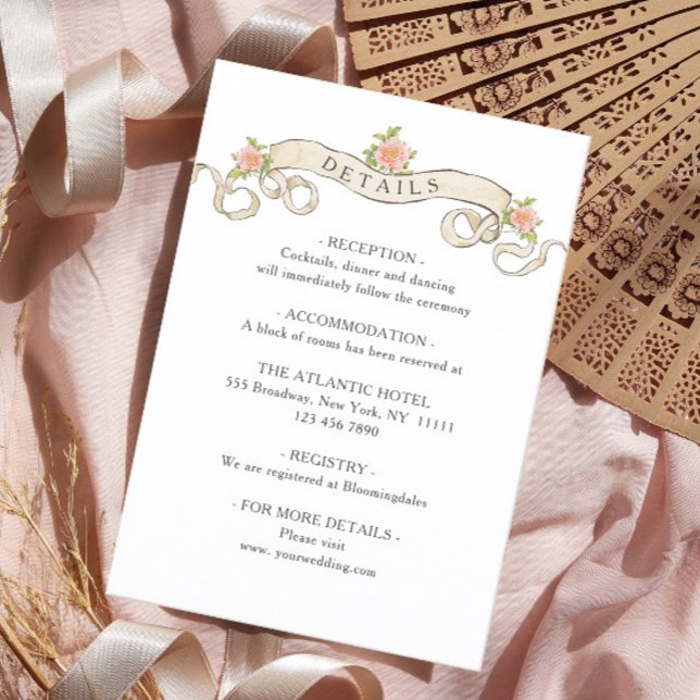 Carte D'accompagnement Victorian Ornate Grace Floral Détails du Mariage (Créateur téléchargé)