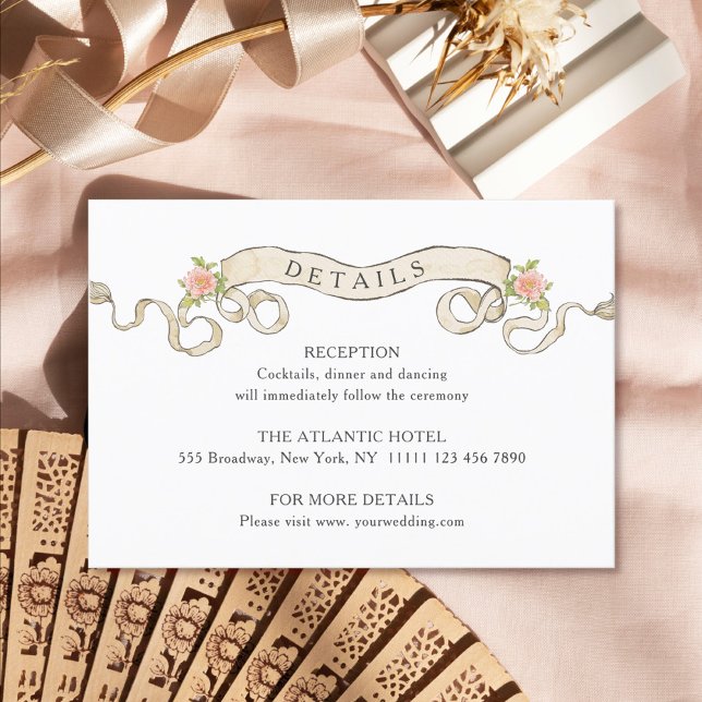 Carte D'accompagnement Victorian Ornate Grace Floral Détails du Mariage (Créateur téléchargé)