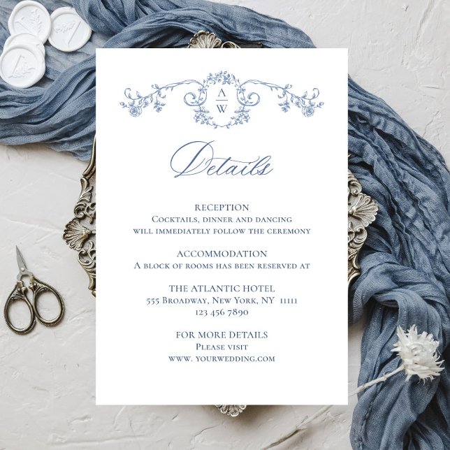 Carte D'accompagnement Victorian Ornate Grace Floral Détails du Mariage (Créateur téléchargé)