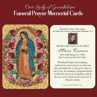 Carte D'accompagnement Vierge religieuse Marie Guadalupe Funérailles cath