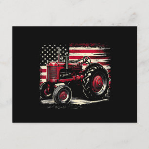 Carte D'accompagnement Vieux tracteur Farmall Cub Drapeau américain Patri