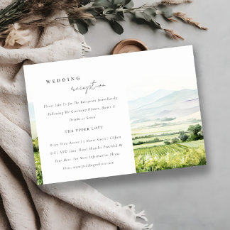 Carte D'accompagnement Vignoble aquarelle Paysage Réception de mariage