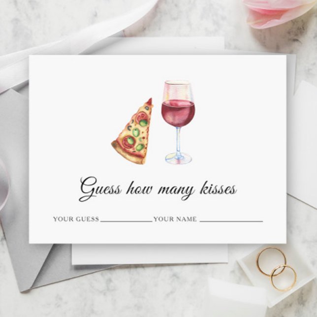 Carte D'accompagnement Vin & Pizza - Combien de baisers jeu de mariage (Créateur téléchargé)