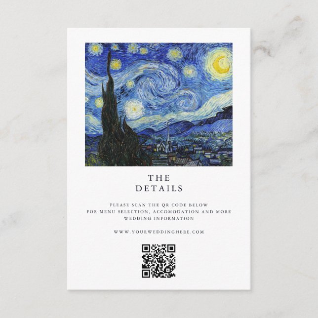 Carte D'accompagnement Vincent Van Gogh Mariage de nuit Starry (Devant)